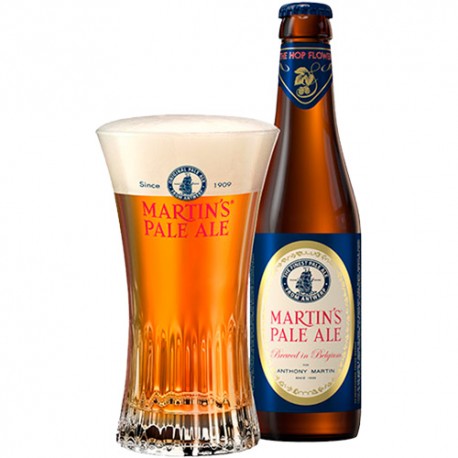Martin's Pale Ale beer bottle and glass with beer